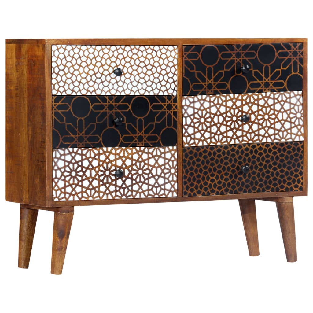 Sideboard with Printed Pattern 90x30x70 cm Solid Mango Wood- Buffets & Sideboards - HomeShopIreland - Home Shop Ireland - Buffets & Sideboards - Sideboard with Printed Pattern 90x30x70 cm Solid Mango Wood