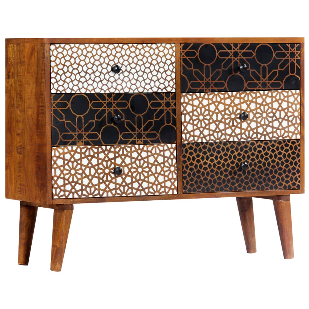 Sideboard with Printed Pattern 90x30x70 cm Solid Mango Wood- Buffets & Sideboards - HomeShopIreland - Home Shop Ireland - Buffets & Sideboards - Sideboard with Printed Pattern 90x30x70 cm Solid Mango Wood