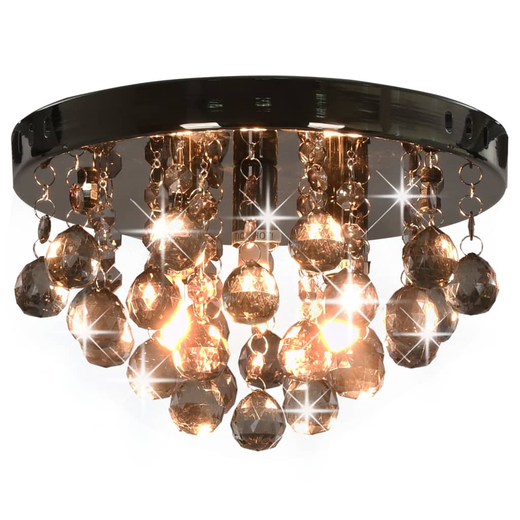 Ceiling Lamp with Smoky Beads Black Round G9- Lamps - HomeShopIreland - Home Shop Ireland - Lamps - Ceiling Lamp with Smoky Beads Black Round G9
