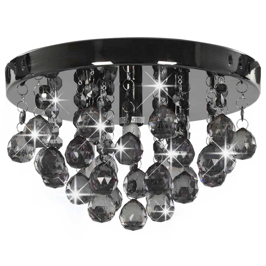 Ceiling Lamp with Smoky Beads Black Round G9- Lamps - HomeShopIreland - Home Shop Ireland - Lamps - Ceiling Lamp with Smoky Beads Black Round G9