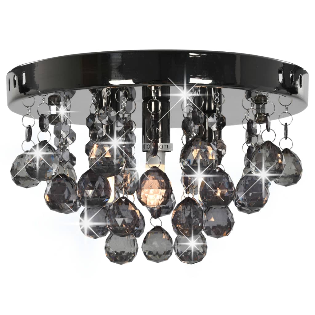 Ceiling Lamp with Smoky Beads Black Round G9- Lamps - HomeShopIreland - Home Shop Ireland - Lamps - Ceiling Lamp with Smoky Beads Black Round G9