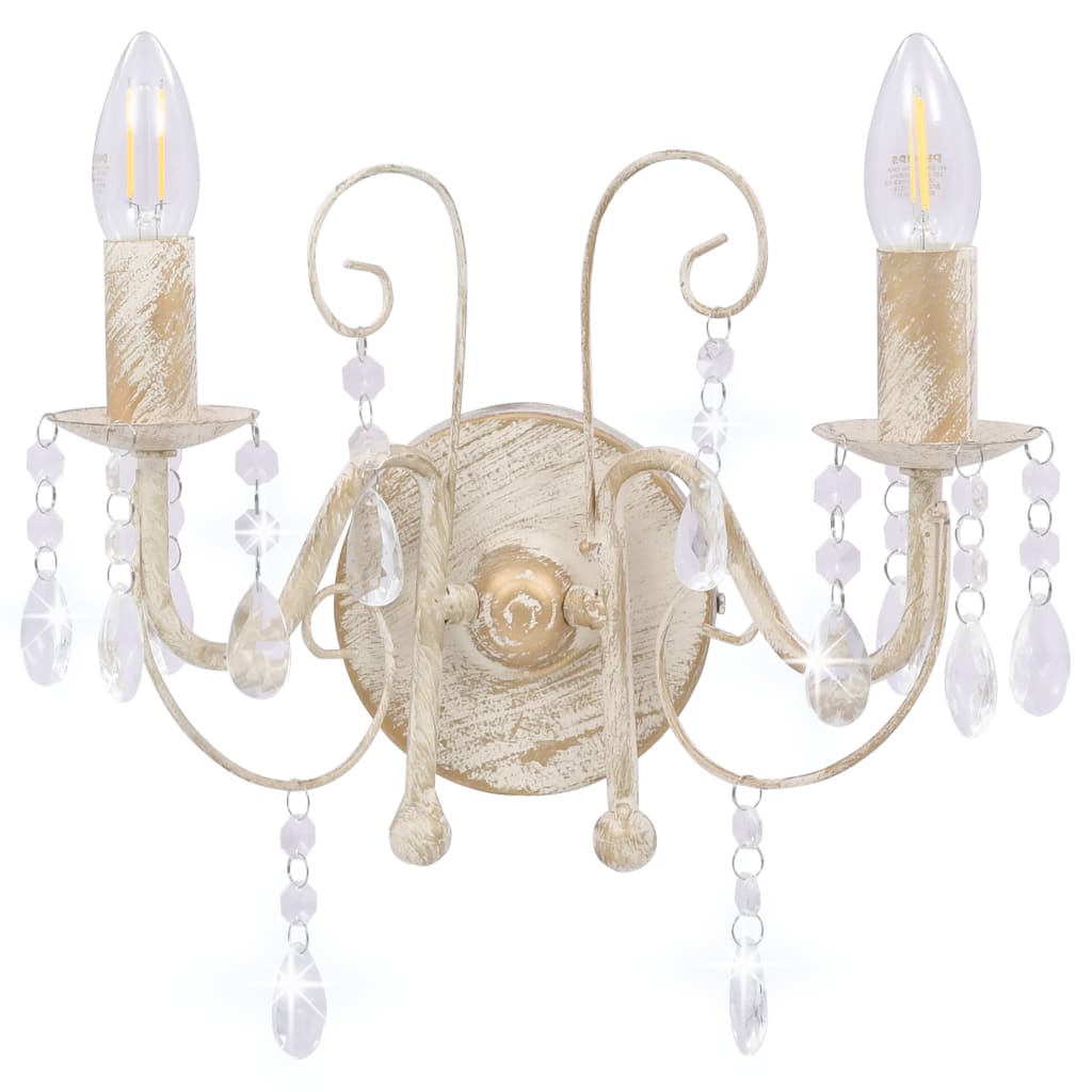 Wall Lamp with Beads Antique White 2 x E14 Bulbs- Lamps - HomeShopIreland - Home Shop Ireland - Lamps - Wall Lamp with Beads Antique White 2 x E14 Bulbs