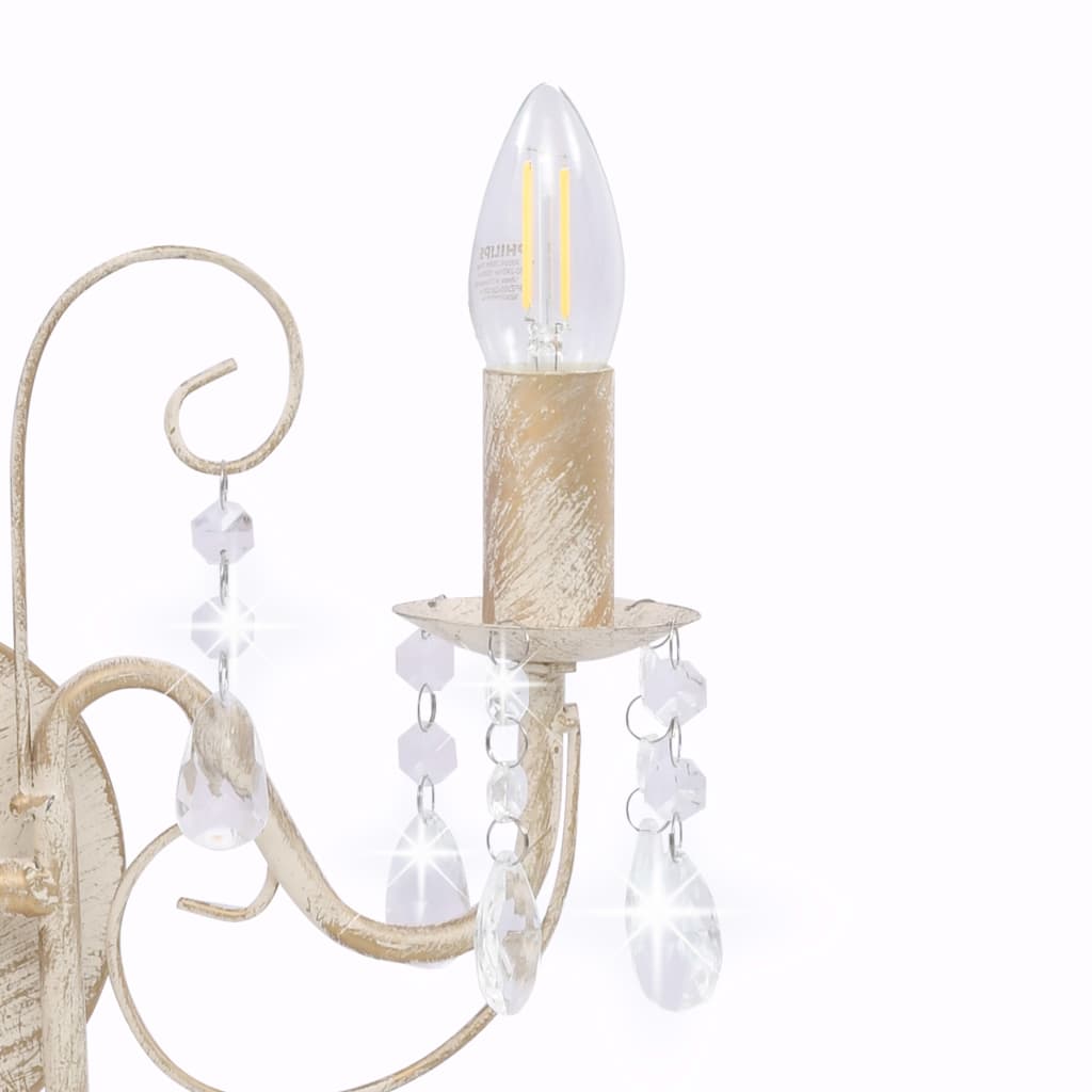 Wall Lamp with Beads Antique White 2 x E14 Bulbs- Lamps - HomeShopIreland - Home Shop Ireland - Lamps - Wall Lamp with Beads Antique White 2 x E14 Bulbs