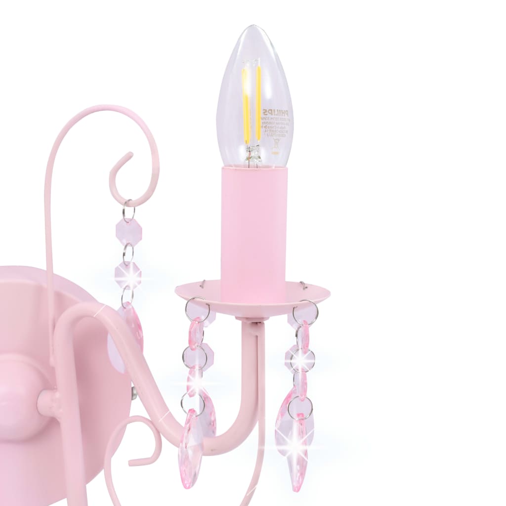 Wall Lamp with Beads Pink 2 x E14 Bulbs- Lamps - HomeShopIreland - Home Shop Ireland - Lamps - Wall Lamp with Beads Pink 2 x E14 Bulbs