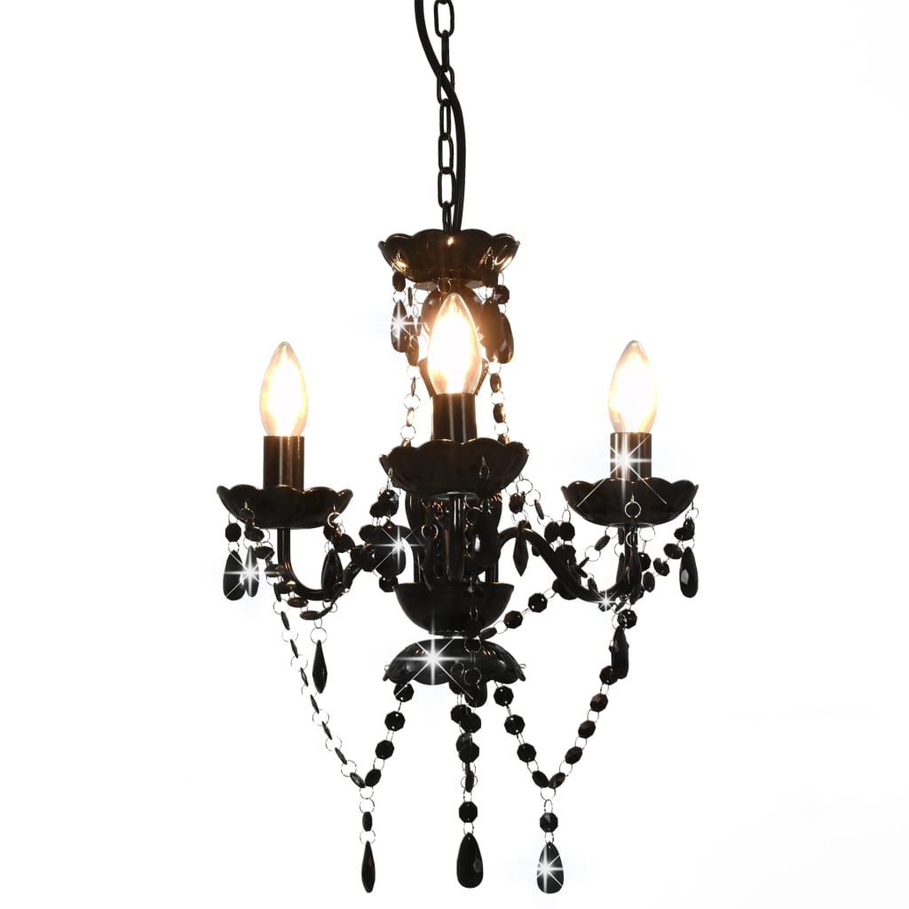 Chandelier with Beads Black Round 3 x E14- Lamps - HomeShopIreland - Home Shop Ireland - Lamps - Chandelier with Beads Black Round 3 x E14