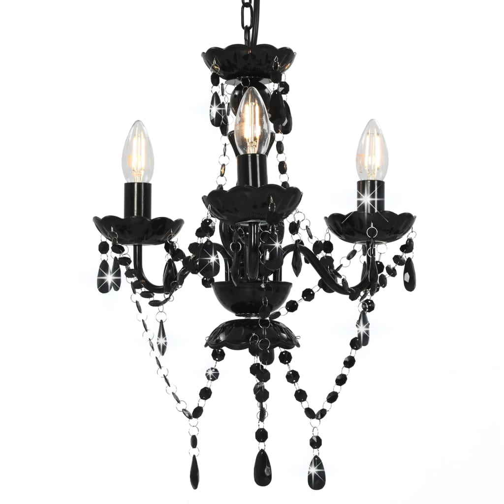 Chandelier with Beads Black Round 3 x E14- Lamps - HomeShopIreland - Home Shop Ireland - Lamps - Chandelier with Beads Black Round 3 x E14