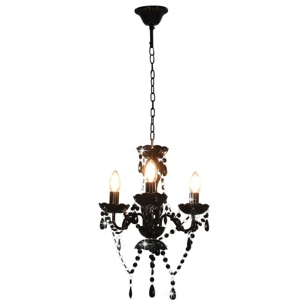 Chandelier with Beads Black Round 3 x E14- Lamps - HomeShopIreland - Home Shop Ireland - Lamps - Chandelier with Beads Black Round 3 x E14