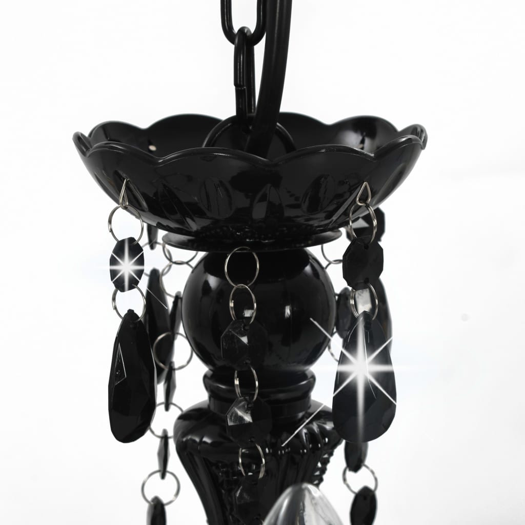 Chandelier with Beads Black Round 3 x E14- Lamps - HomeShopIreland - Home Shop Ireland - Lamps - Chandelier with Beads Black Round 3 x E14