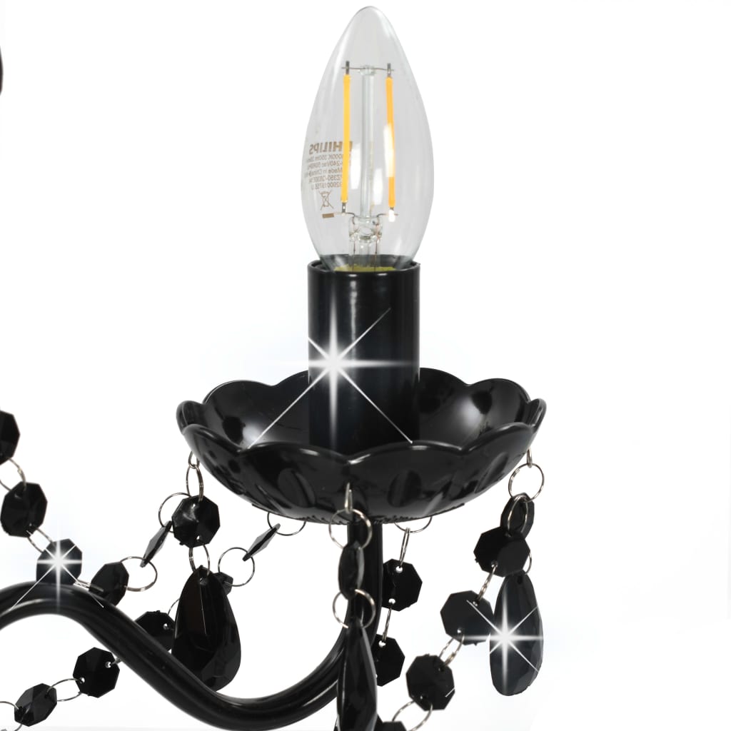 Chandelier with Beads Black Round 3 x E14- Lamps - HomeShopIreland - Home Shop Ireland - Lamps - Chandelier with Beads Black Round 3 x E14