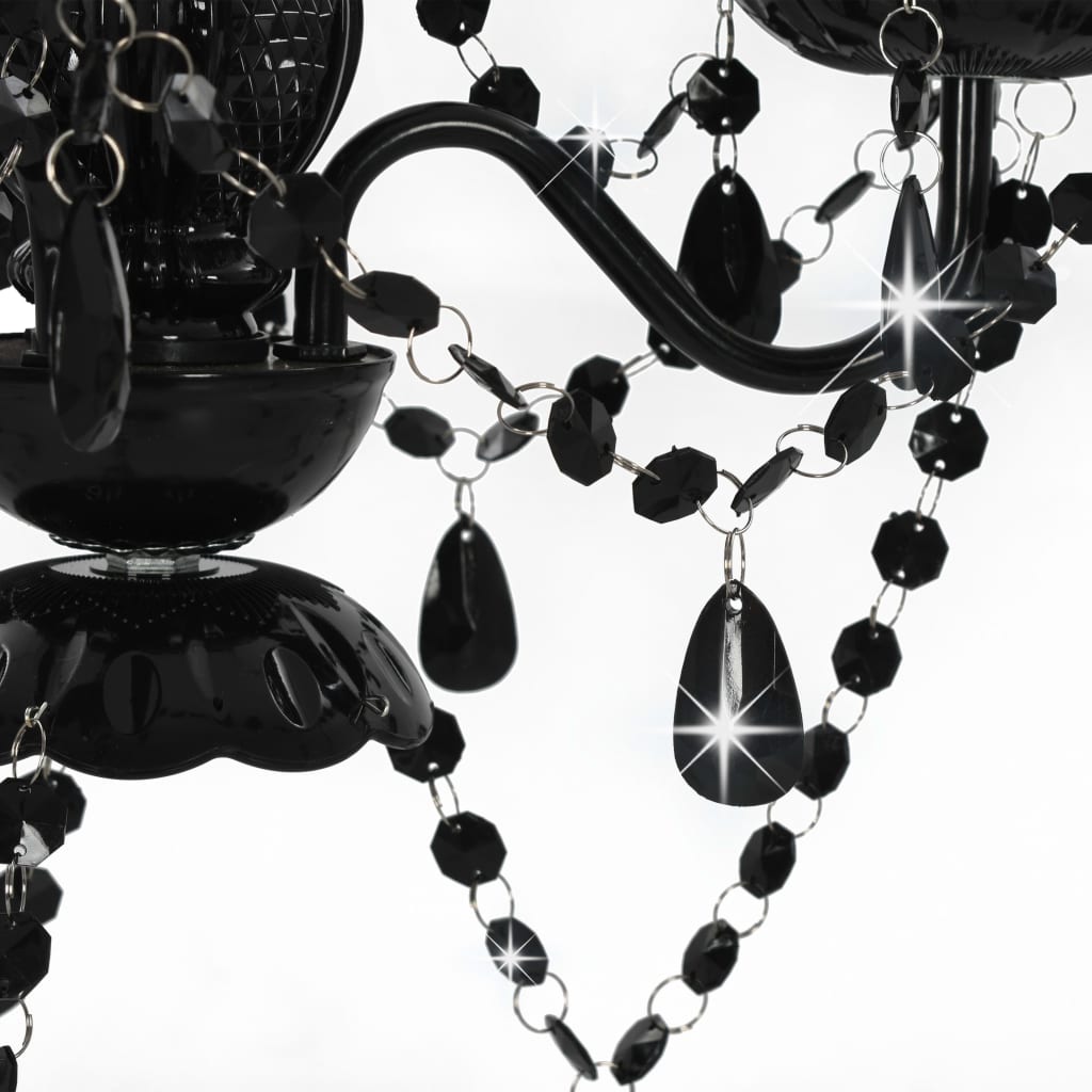 Chandelier with Beads Black Round 3 x E14- Lamps - HomeShopIreland - Home Shop Ireland - Lamps - Chandelier with Beads Black Round 3 x E14