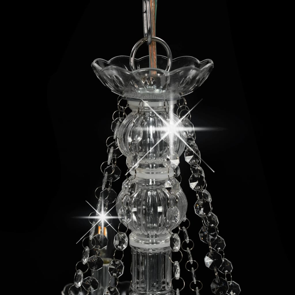 Chandelier with Beads Silver 8 x E14 Bulbs- Chandeliers - HomeShopIreland - Home Shop Ireland - Chandeliers - Chandelier with Beads Silver 8 x E14 Bulbs