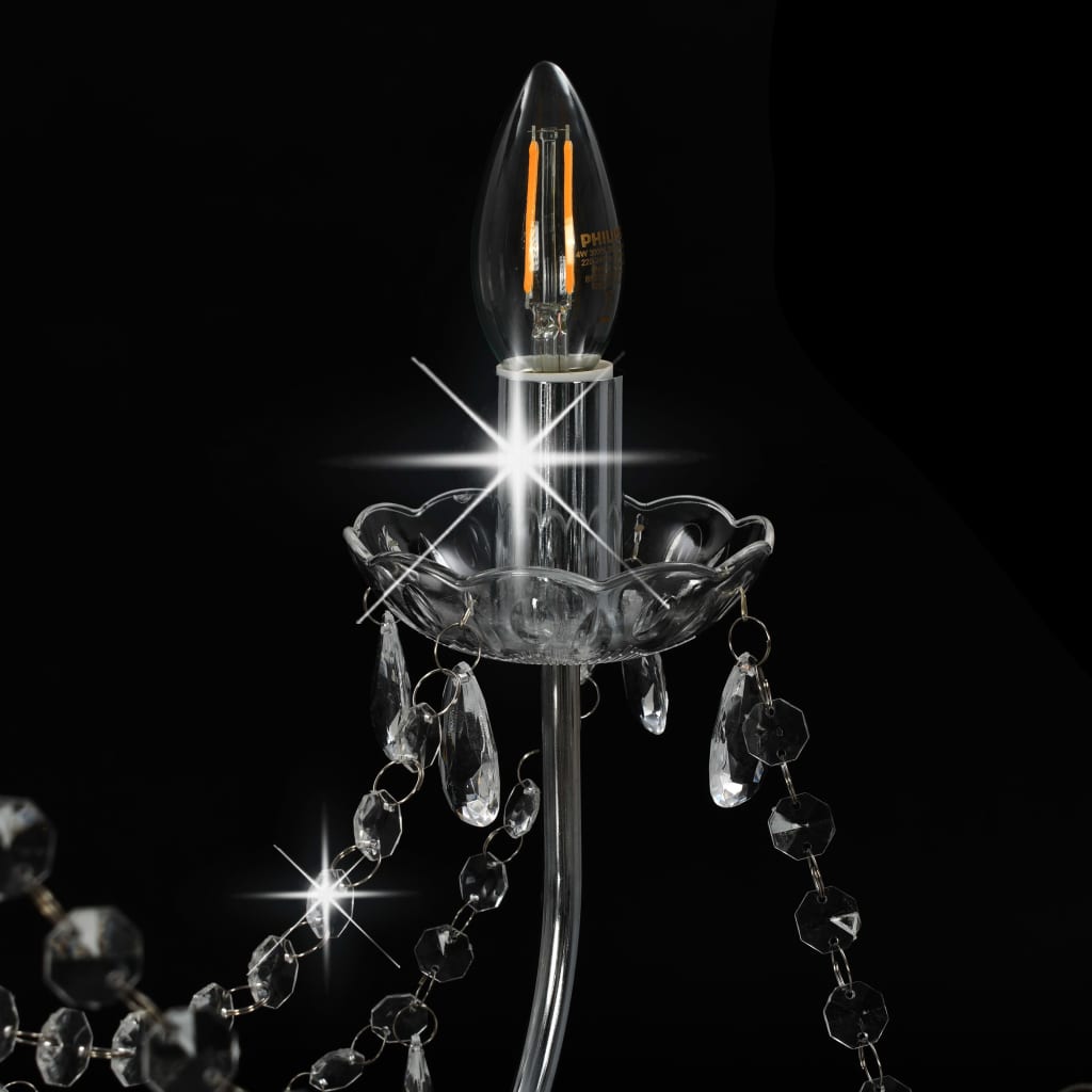 Chandelier with Beads Silver 8 x E14 Bulbs- Chandeliers - HomeShopIreland - Home Shop Ireland - Chandeliers - Chandelier with Beads Silver 8 x E14 Bulbs