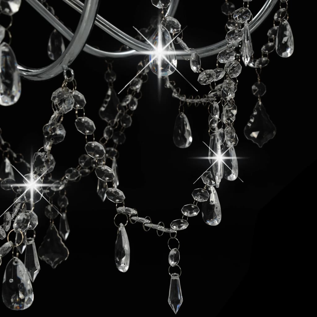 Chandelier with Beads Silver 8 x E14 Bulbs- Chandeliers - HomeShopIreland - Home Shop Ireland - Chandeliers - Chandelier with Beads Silver 8 x E14 Bulbs