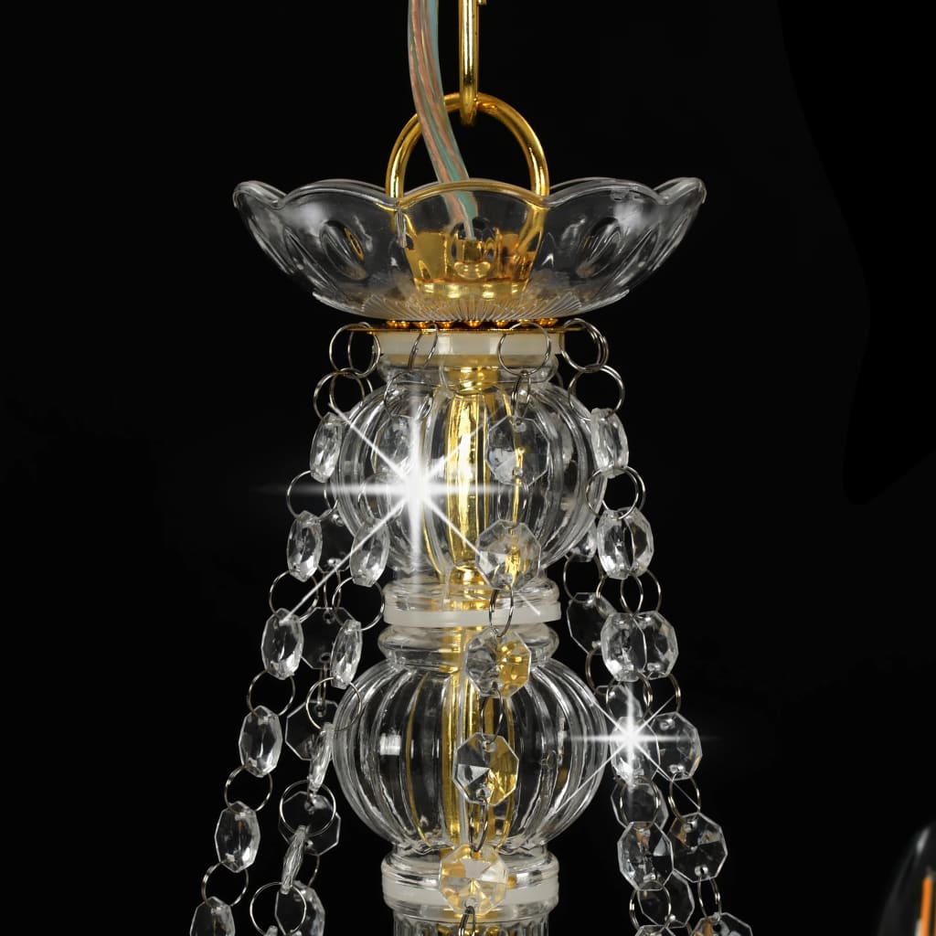 Chandelier with Beads Golden 8 x E14 Bulbs- Chandeliers - HomeShopIreland - Home Shop Ireland - Chandeliers - Chandelier with Beads Golden 8 x E14 Bulbs