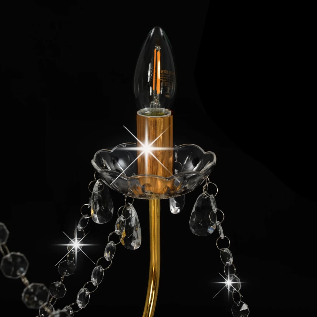 Chandelier with Beads Golden 8 x E14 Bulbs- Chandeliers - HomeShopIreland - Home Shop Ireland - Chandeliers - Chandelier with Beads Golden 8 x E14 Bulbs