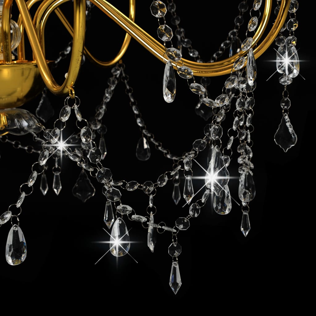 Chandelier with Beads Golden 8 x E14 Bulbs- Chandeliers - HomeShopIreland - Home Shop Ireland - Chandeliers - Chandelier with Beads Golden 8 x E14 Bulbs
