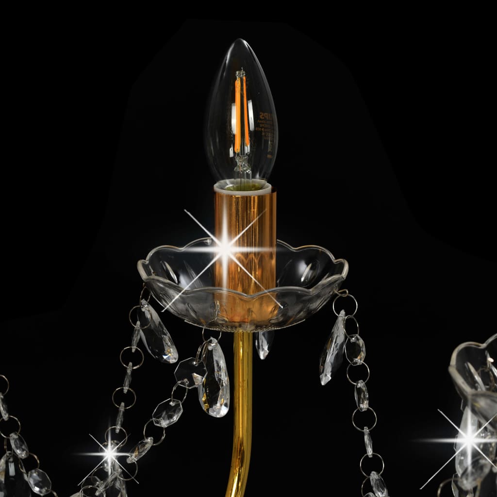 Chandelier with Beads Golden 12 x E14 Bulbs- Chandeliers - HomeShopIreland - Home Shop Ireland - Chandeliers - Chandelier with Beads Golden 12 x E14 Bulbs
