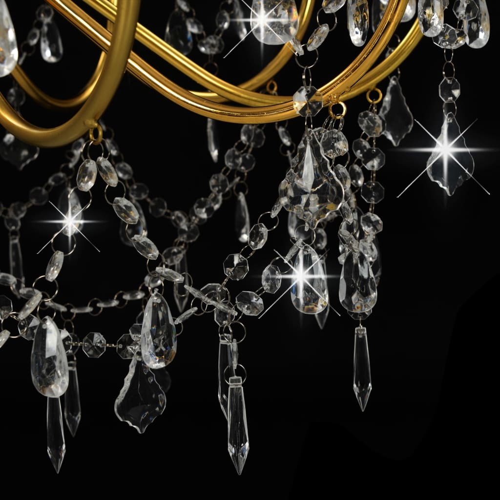 Chandelier with Beads Golden 12 x E14 Bulbs- Chandeliers - HomeShopIreland - Home Shop Ireland - Chandeliers - Chandelier with Beads Golden 12 x E14 Bulbs