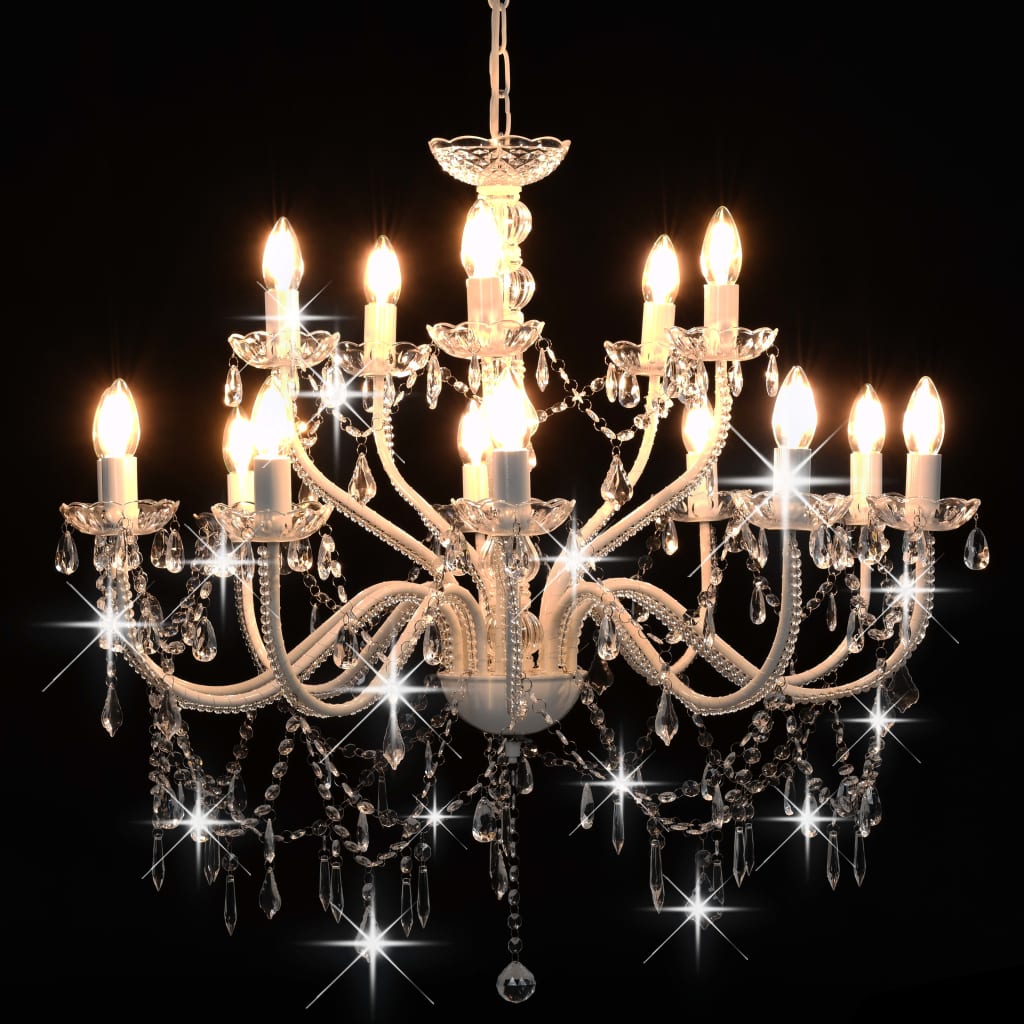 Chandelier 2-layer White 15 x E14 Bulbs- Chandeliers - HomeShopIreland - Home Shop Ireland - Chandeliers - Chandelier 2-layer White 15 x E14 Bulbs