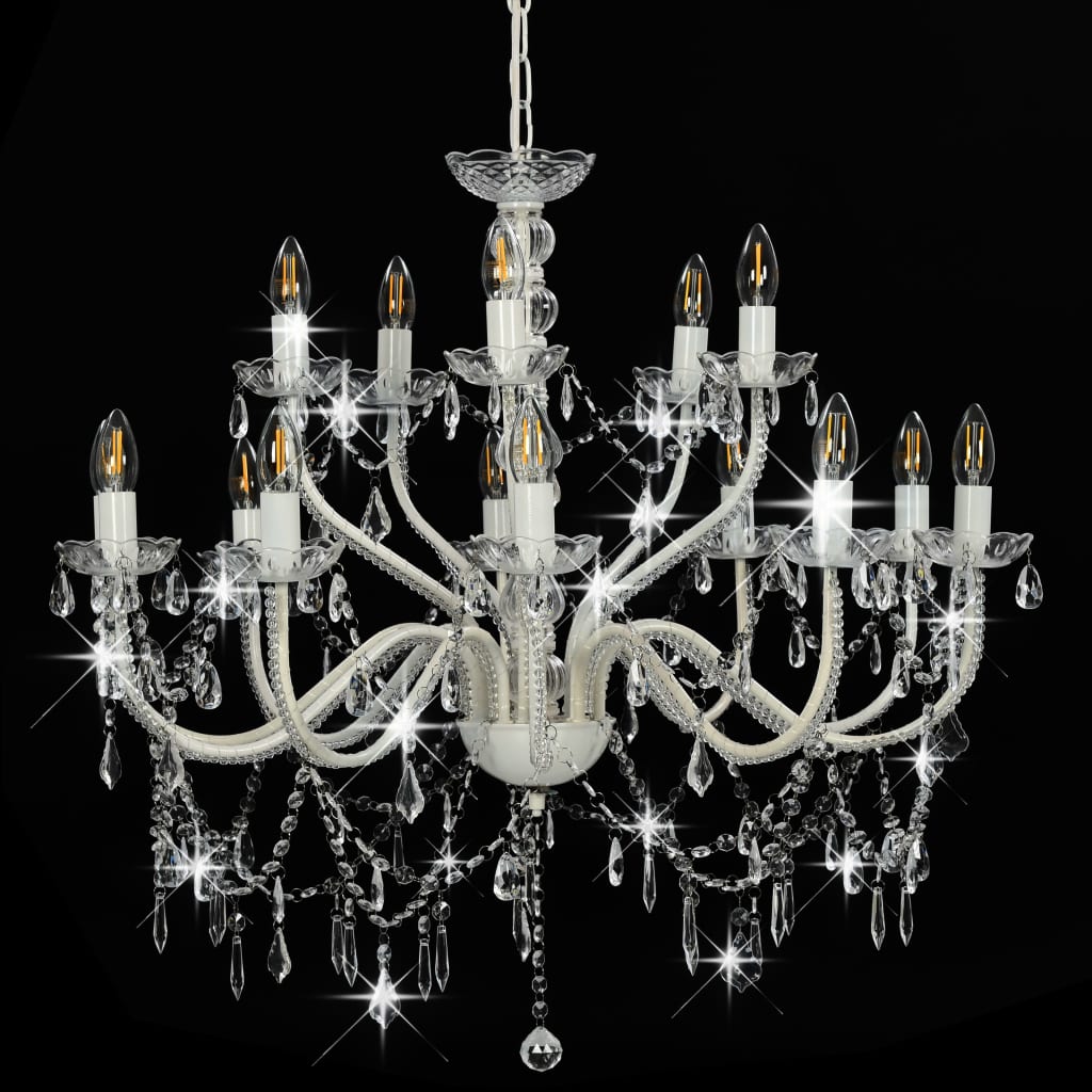 Chandelier 2-layer White 15 x E14 Bulbs- Chandeliers - HomeShopIreland - Home Shop Ireland - Chandeliers - Chandelier 2-layer White 15 x E14 Bulbs