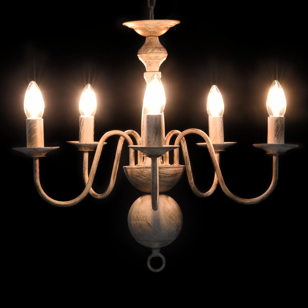 Chandelier Antique White 5 x E14 Bulbs- Chandeliers - HomeShopIreland - Home Shop Ireland - Chandeliers - Chandelier Antique White 5 x E14 Bulbs