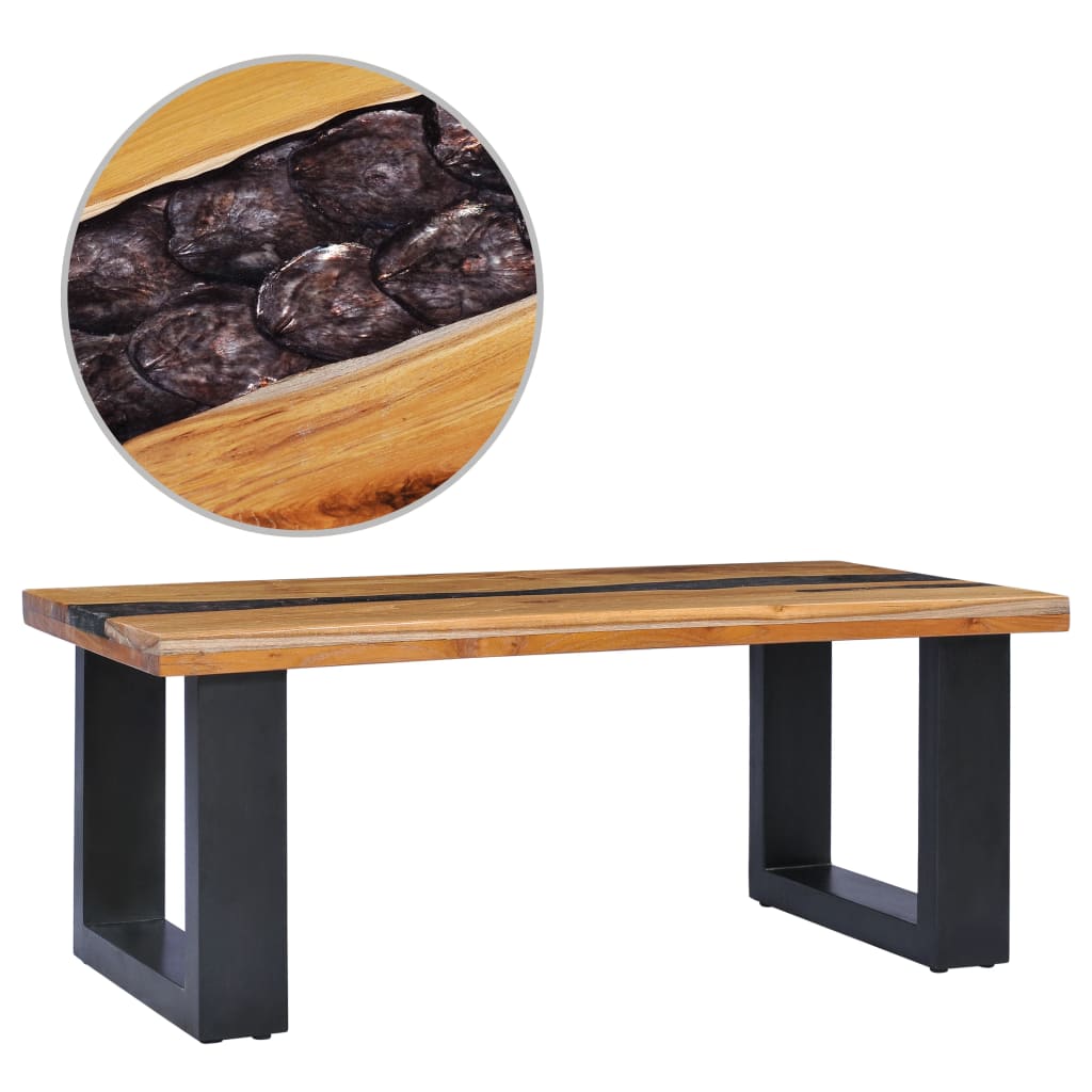 Coffee Table 100x50x40 cm Solid Teak Wood and Polyresin- Coffee Tables - HomeShopIreland - Home Shop Ireland - Coffee Tables - Coffee Table 100x50x40 cm Solid Teak Wood and Polyresin