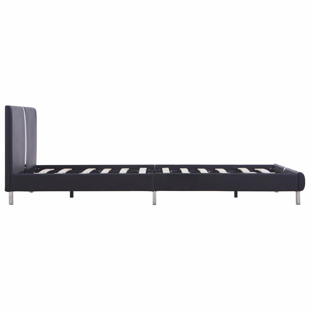 Bed Frame Black Faux Leather 135x190 cm- Beds & Bed Frames - HomeShopIreland - Home Shop Ireland - Beds & Bed Frames - Bed Frame Black Faux Leather 135x190 cm