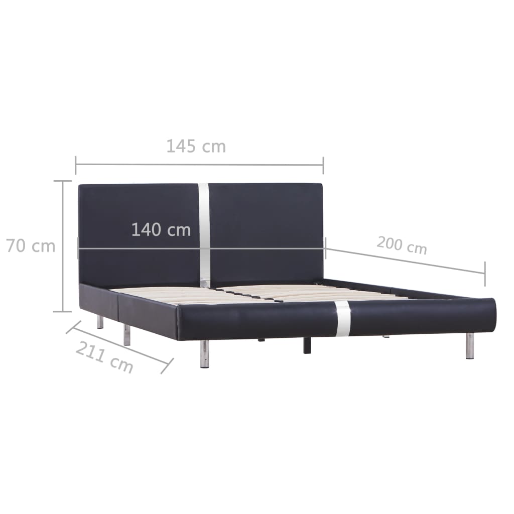 Bed Frame Black Faux Leather 135x190 cm- Beds & Bed Frames - HomeShopIreland - Home Shop Ireland - Beds & Bed Frames - Bed Frame Black Faux Leather 135x190 cm