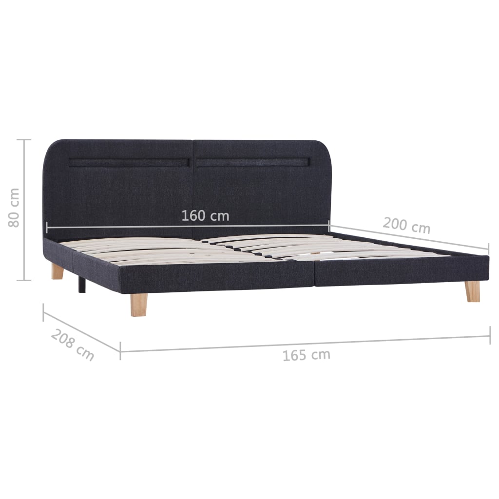 Bed Frame with LED Dark Grey Fabric 150x200 cm- Beds & Bed Frames - HomeShopIreland - Home Shop Ireland - Beds & Bed Frames - Bed Frame with LED Dark Grey Fabric 150x200 cm