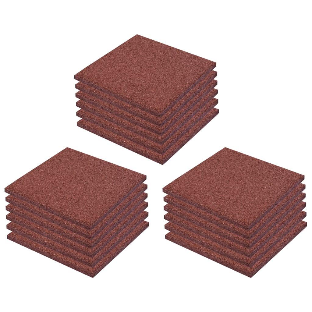 Fall Protection Tiles 18 pcs Rubber 50x50x3 cm Red- Flooring & Carpet - HomeShopIreland - Home Shop Ireland - Flooring & Carpet - Fall Protection Tiles 18 pcs Rubber 50x50x3 cm Red