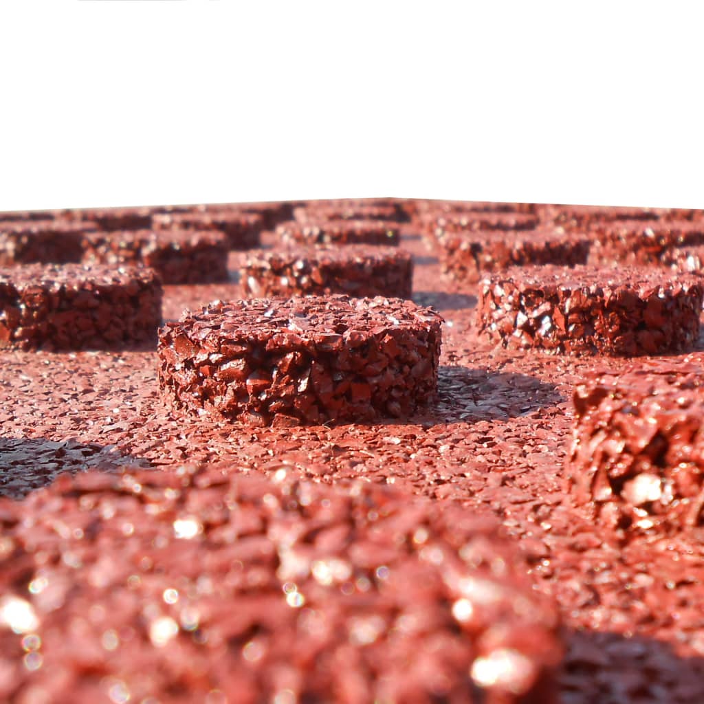 Fall Protection Tiles 18 pcs Rubber 50x50x3 cm Red- Flooring & Carpet - HomeShopIreland - Home Shop Ireland - Flooring & Carpet - Fall Protection Tiles 18 pcs Rubber 50x50x3 cm Red