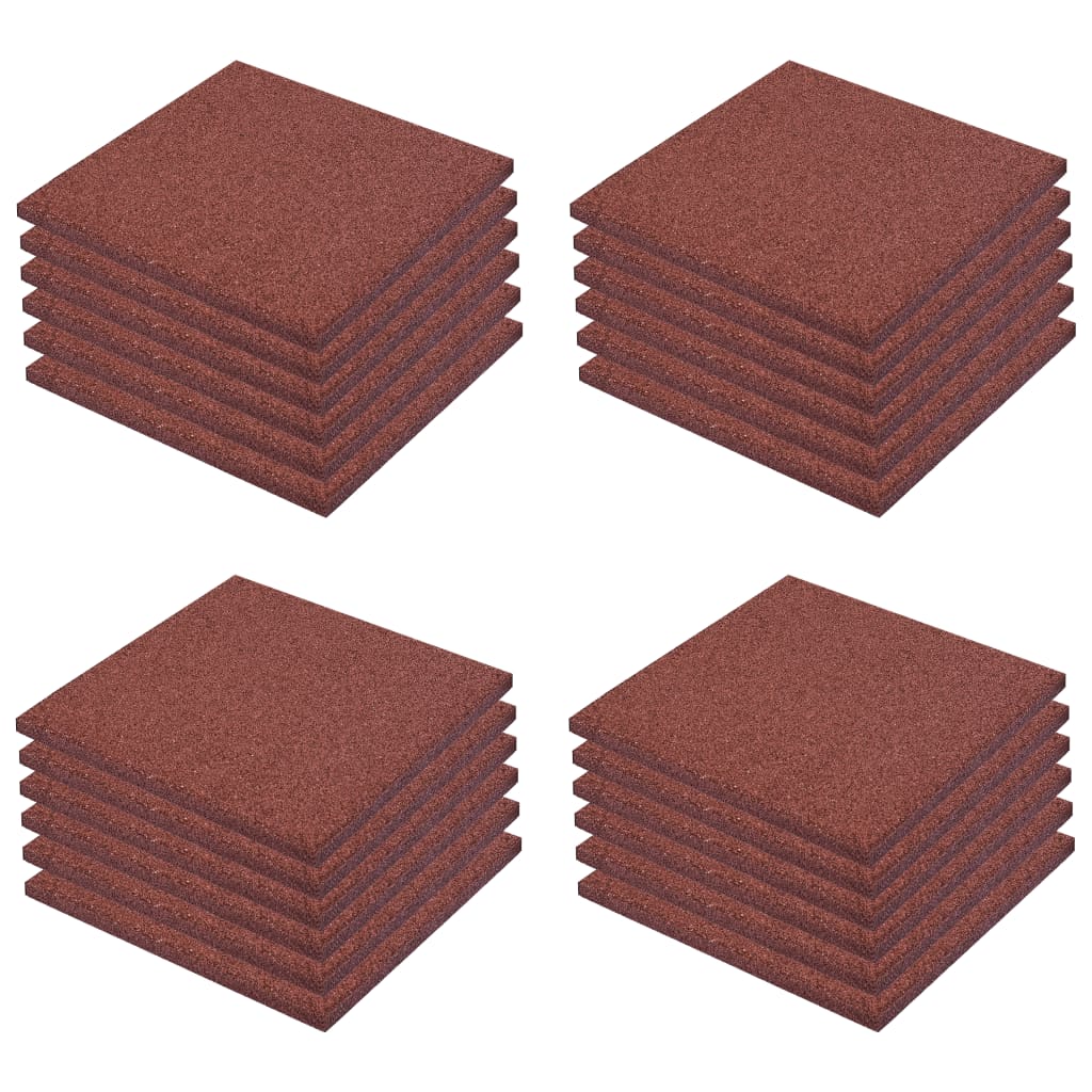 Fall Protection Tiles 24 pcs Rubber 50x50x3 cm Red- Flooring & Carpet - HomeShopIreland - Home Shop Ireland - Flooring & Carpet - Fall Protection Tiles 24 pcs Rubber 50x50x3 cm Red