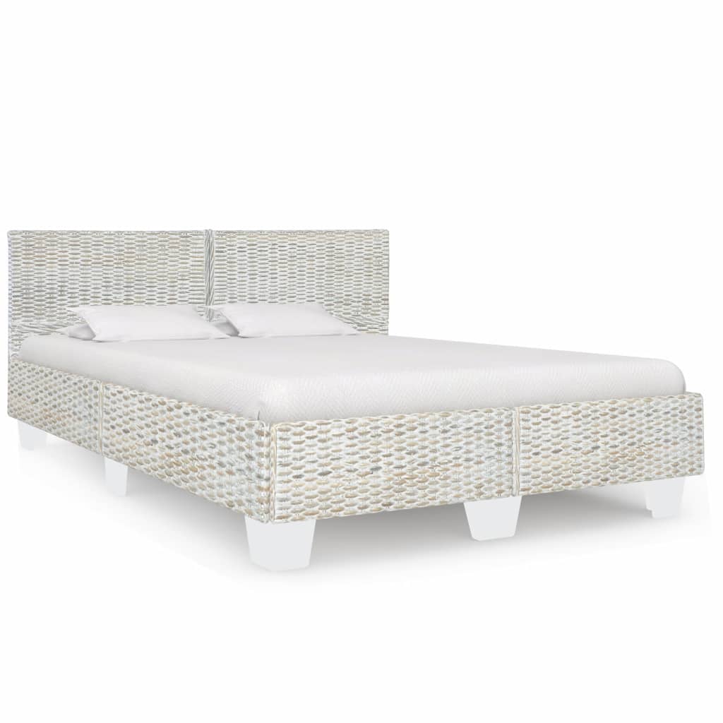 Bed Frame Grey Natural Rattan 140x200 cm- Beds & Bed Frames - HomeShopIreland - Home Shop Ireland - Beds & Bed Frames - Bed Frame Grey Natural Rattan 140x200 cm