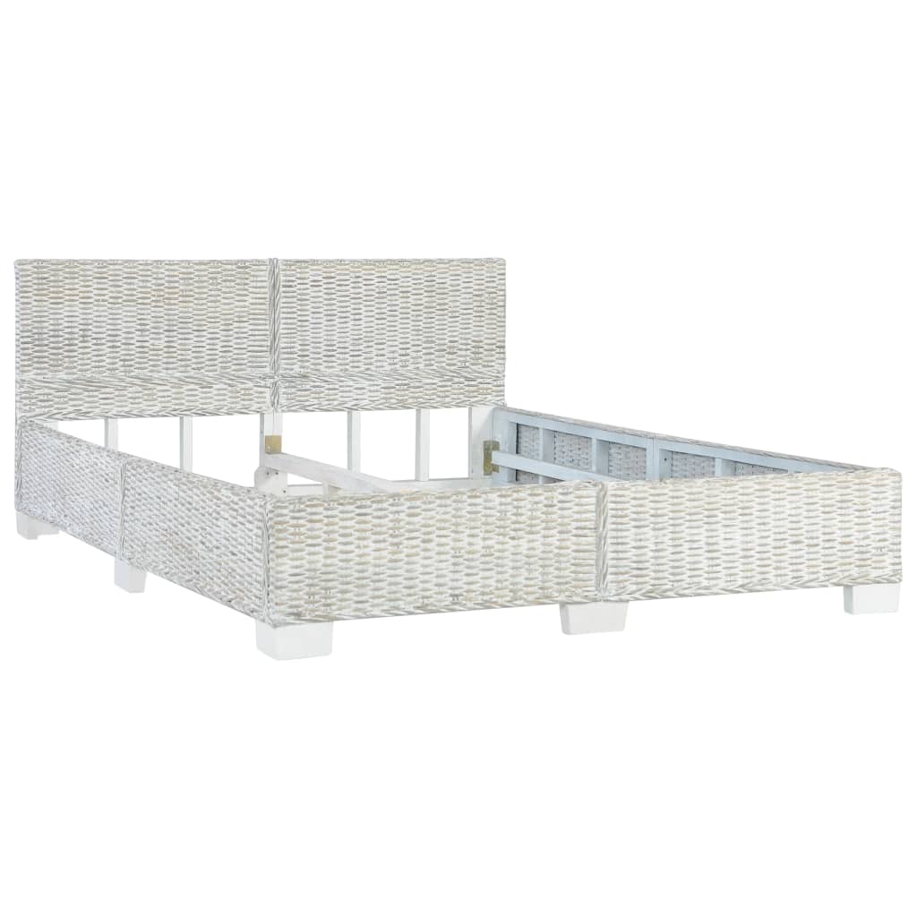 Bed Frame Grey Natural Rattan 140x200 cm- Beds & Bed Frames - HomeShopIreland - Home Shop Ireland - Beds & Bed Frames - Bed Frame Grey Natural Rattan 140x200 cm