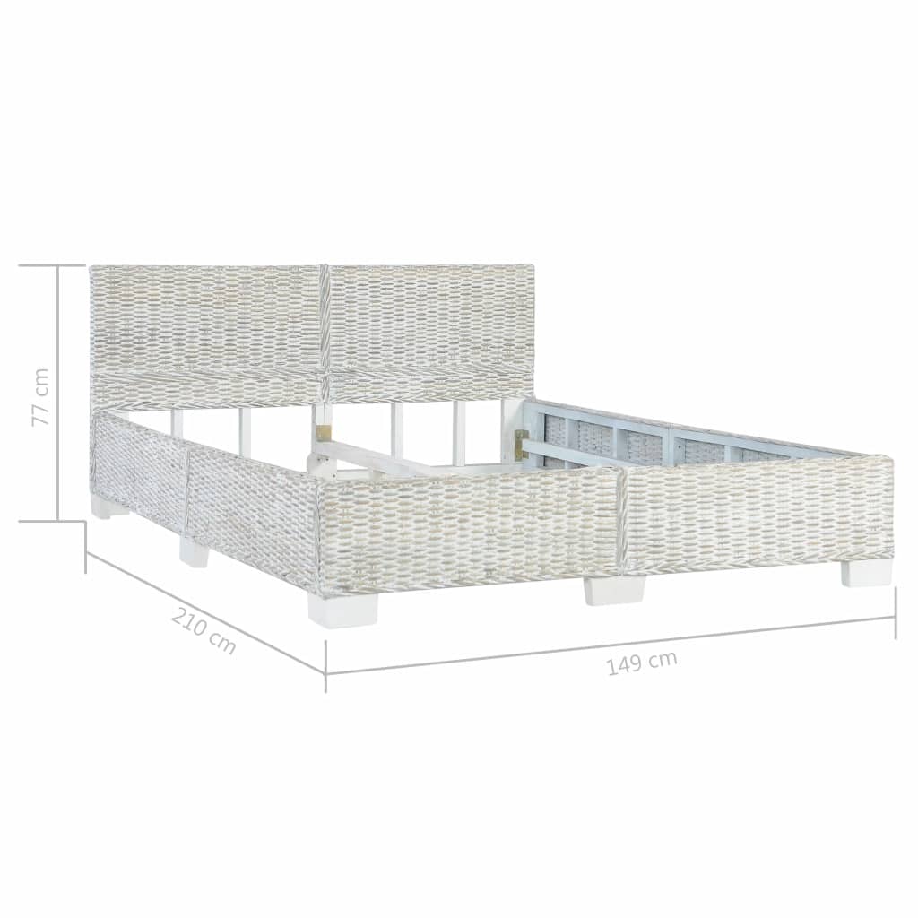 Bed Frame Grey Natural Rattan 140x200 cm- Beds & Bed Frames - HomeShopIreland - Home Shop Ireland - Beds & Bed Frames - Bed Frame Grey Natural Rattan 140x200 cm