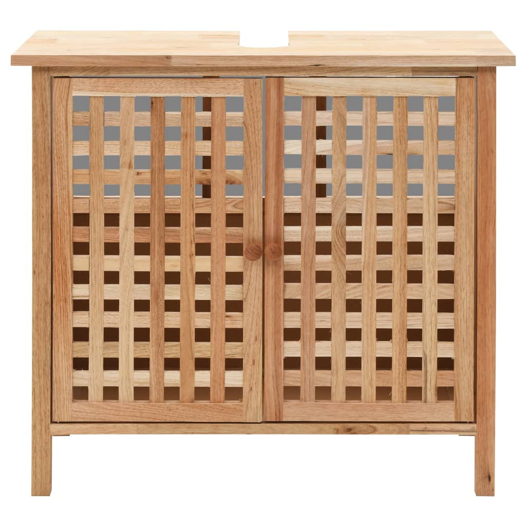 Sink Cabinet with Mirror Solid Walnut Wood- Bathroom Furniture Sets - HomeShopIreland - Home Shop Ireland - Bathroom Furniture Sets - Sink Cabinet with Mirror Solid Walnut Wood