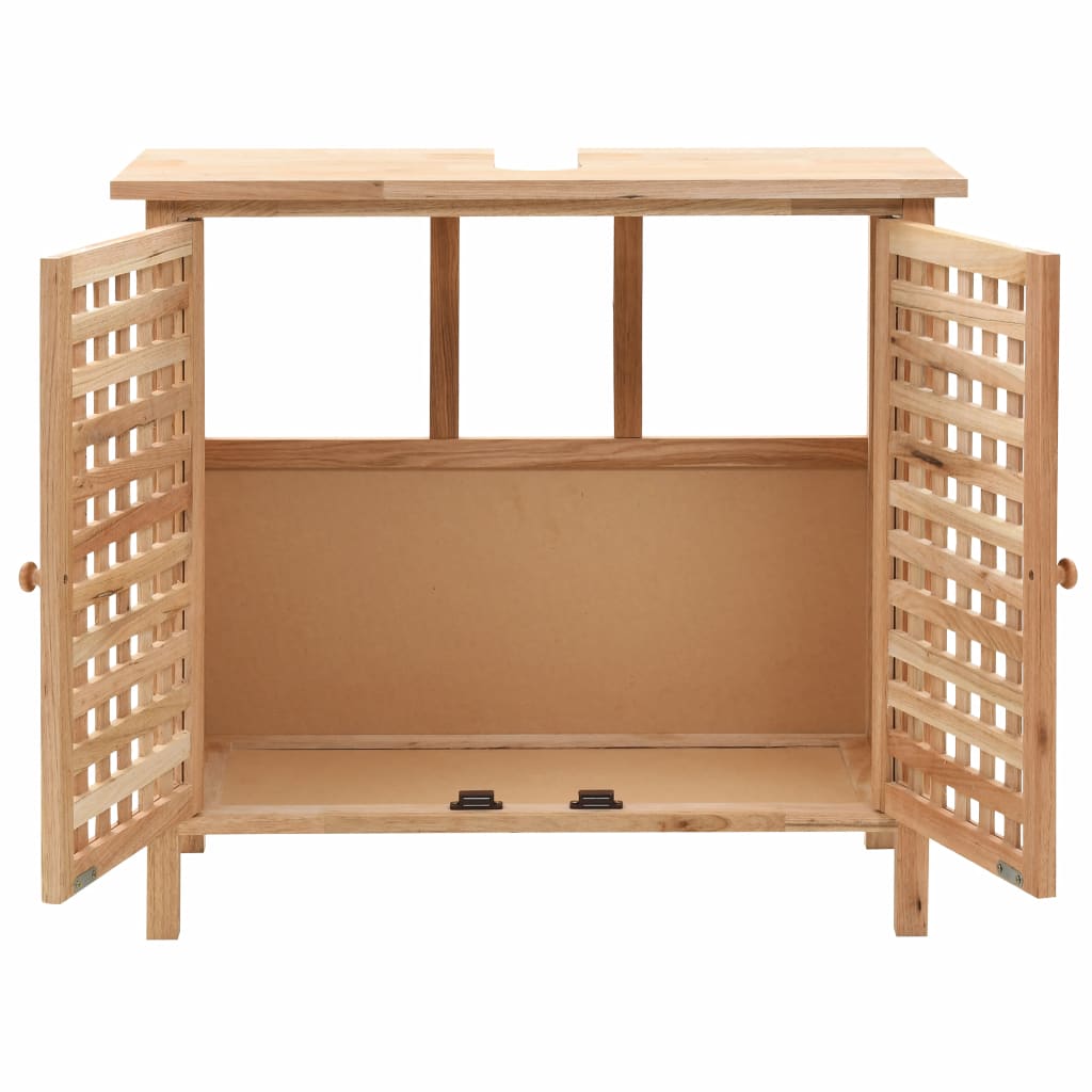 Sink Cabinet with Mirror Solid Walnut Wood- Bathroom Furniture Sets - HomeShopIreland - Home Shop Ireland - Bathroom Furniture Sets - Sink Cabinet with Mirror Solid Walnut Wood