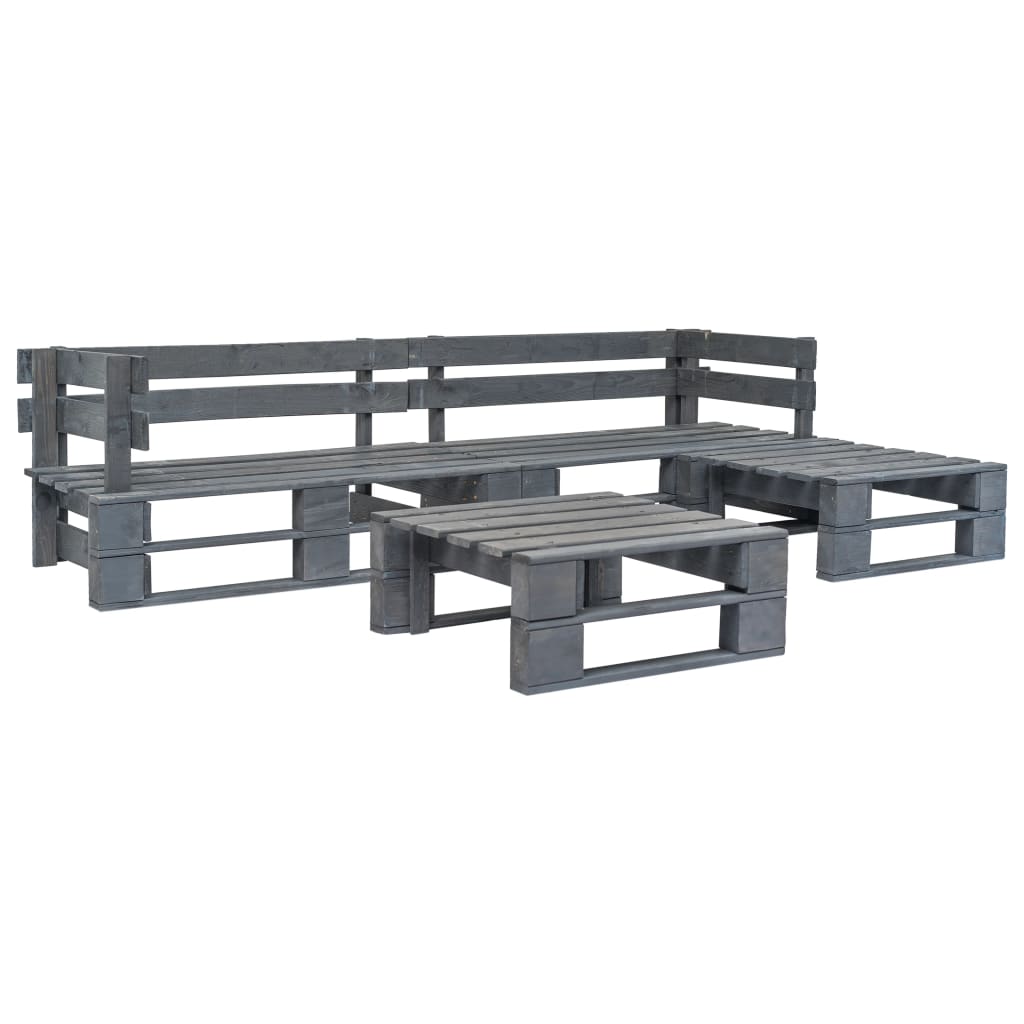 4 Piece Garden Lounge Set Pallets Wood Grey- Outdoor Furniture Sets - HomeShopIreland - Home Shop Ireland - Outdoor Furniture Sets - 4 Piece Garden Lounge Set Pallets Wood Grey