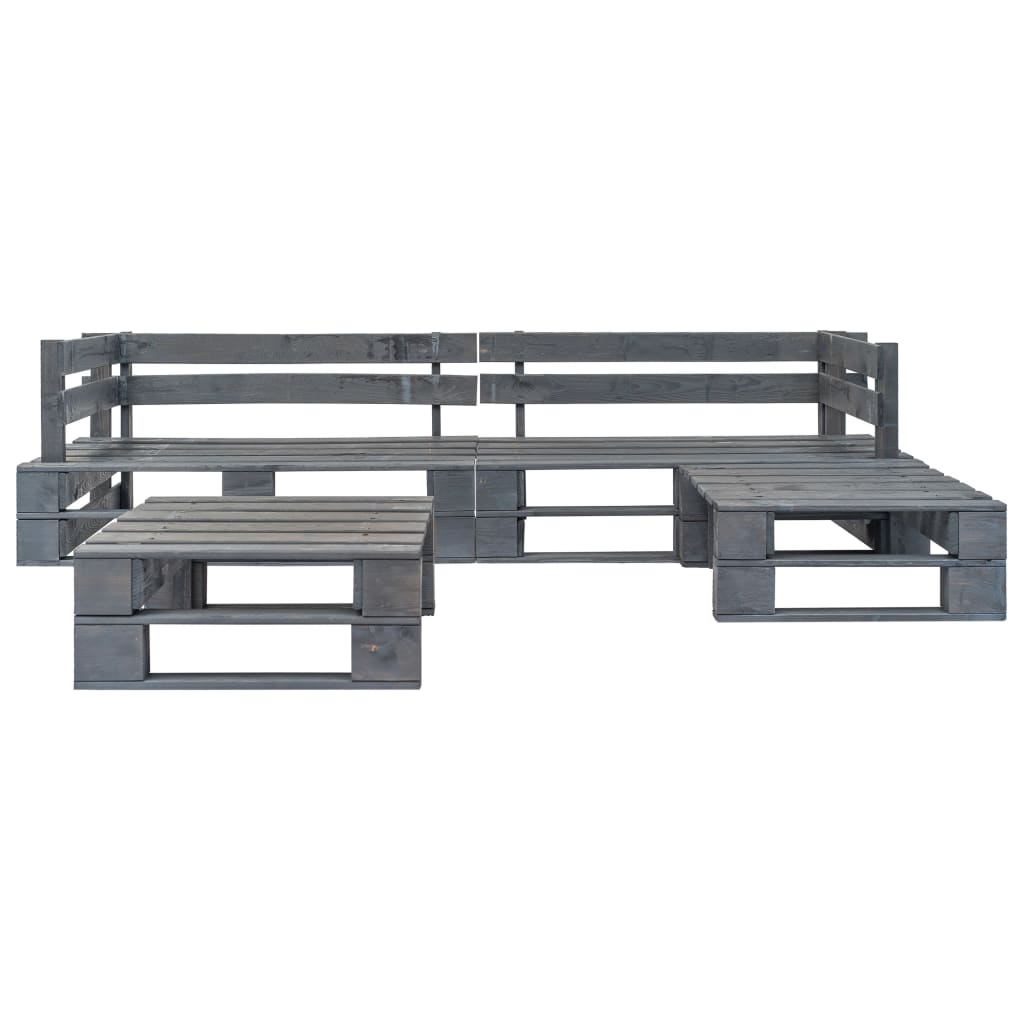 4 Piece Garden Lounge Set Pallets Wood Grey- Outdoor Furniture Sets - HomeShopIreland - Home Shop Ireland - Outdoor Furniture Sets - 4 Piece Garden Lounge Set Pallets Wood Grey