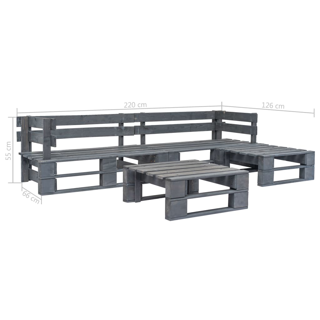 4 Piece Garden Lounge Set Pallets Wood Grey- Outdoor Furniture Sets - HomeShopIreland - Home Shop Ireland - Outdoor Furniture Sets - 4 Piece Garden Lounge Set Pallets Wood Grey
