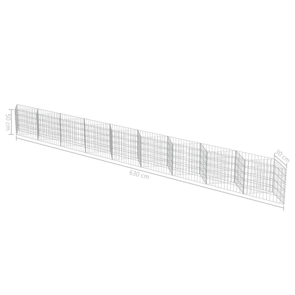 Gabion Wall Galvanised Steel 630x30x50 cm- Fence Panels - HomeShopIreland - Home Shop Ireland - Fence Panels - Gabion Wall Galvanised Steel 630x30x50 cm