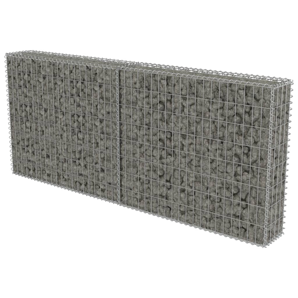 Gabion Wall with Covers Galvanised Steel 200x20x85 cm- Fence Panels - HomeShopIreland - Home Shop Ireland - Fence Panels - Gabion Wall with Covers Galvanised Steel 200x20x85 cm