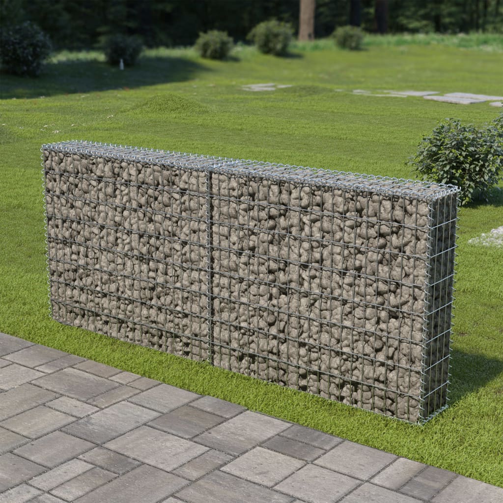 Gabion Wall with Covers Galvanised Steel 200x20x85 cm- Fence Panels - HomeShopIreland - Home Shop Ireland - Fence Panels - Gabion Wall with Covers Galvanised Steel 200x20x85 cm