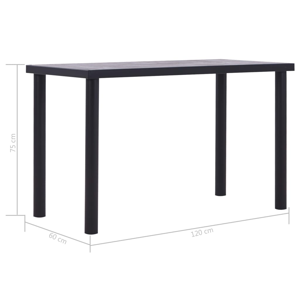 Dining Table Black and Concrete Grey 120x60x75 cm MDF- Kitchen & Dining Room Tables - HomeShopIreland - Home Shop Ireland - Kitchen & Dining Room Tables - Dining Table Black and Concrete Grey 120x60x75 cm MDF