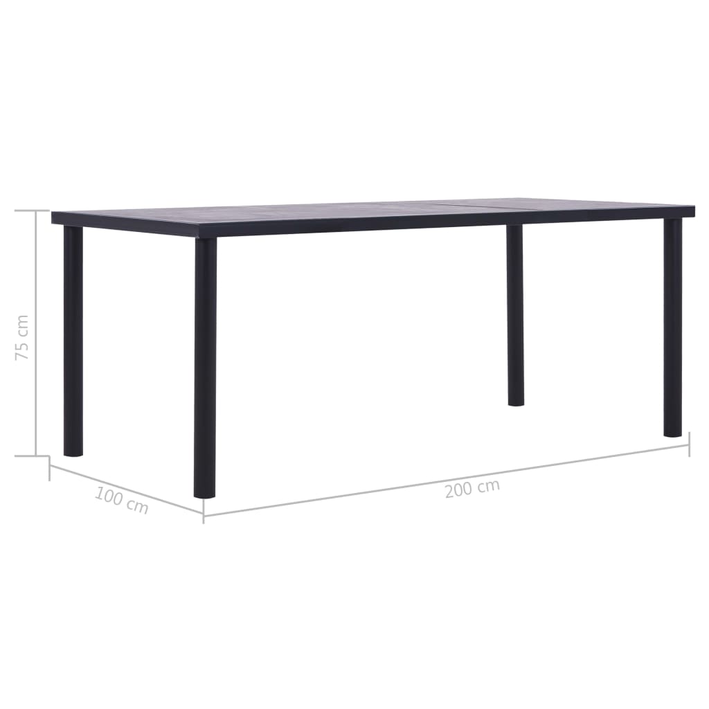 Dining Table Black and Concrete Grey 200x100x75 cm MDF- Kitchen & Dining Room Tables - HomeShopIreland - Home Shop Ireland - Kitchen & Dining Room Tables - Dining Table Black and Concrete Grey 200x100x75 cm MDF