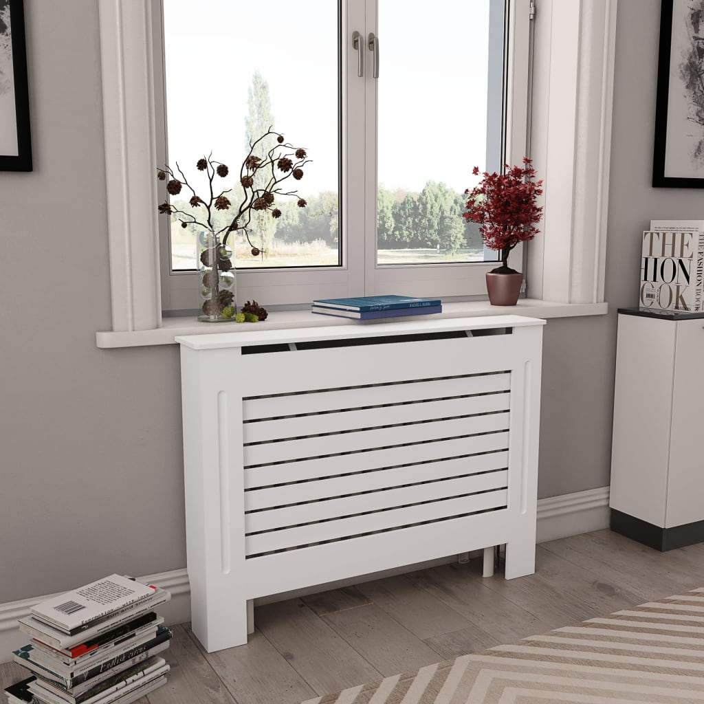 Radiator Cover White 112x19x81.5 cm MDF- Heating Radiator Accessories - HomeShopIreland - Home Shop Ireland - Heating Radiator Accessories - Radiator Cover White 112x19x81.5 cm MDF