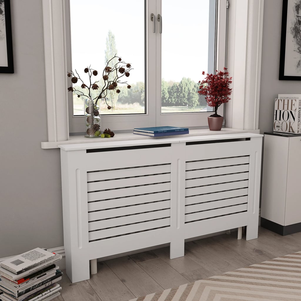 Radiator Cover White 152x19x81.5 cm MDF- Heating Radiator Accessories - HomeShopIreland - Home Shop Ireland - Heating Radiator Accessories - Radiator Cover White 152x19x81.5 cm MDF