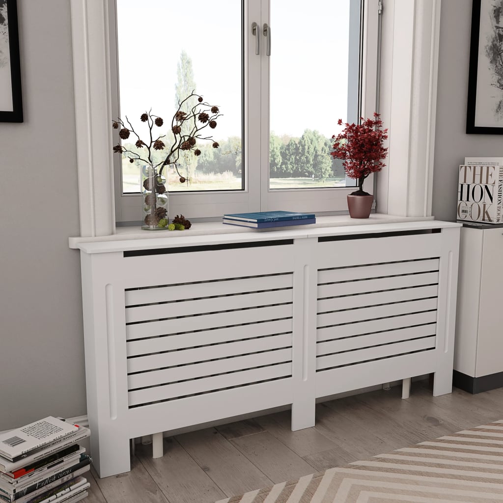 Radiator Cover White 172x19x81.5 cm MDF- Heating Radiator Accessories - HomeShopIreland - Home Shop Ireland - Heating Radiator Accessories - Radiator Cover White 172x19x81.5 cm MDF