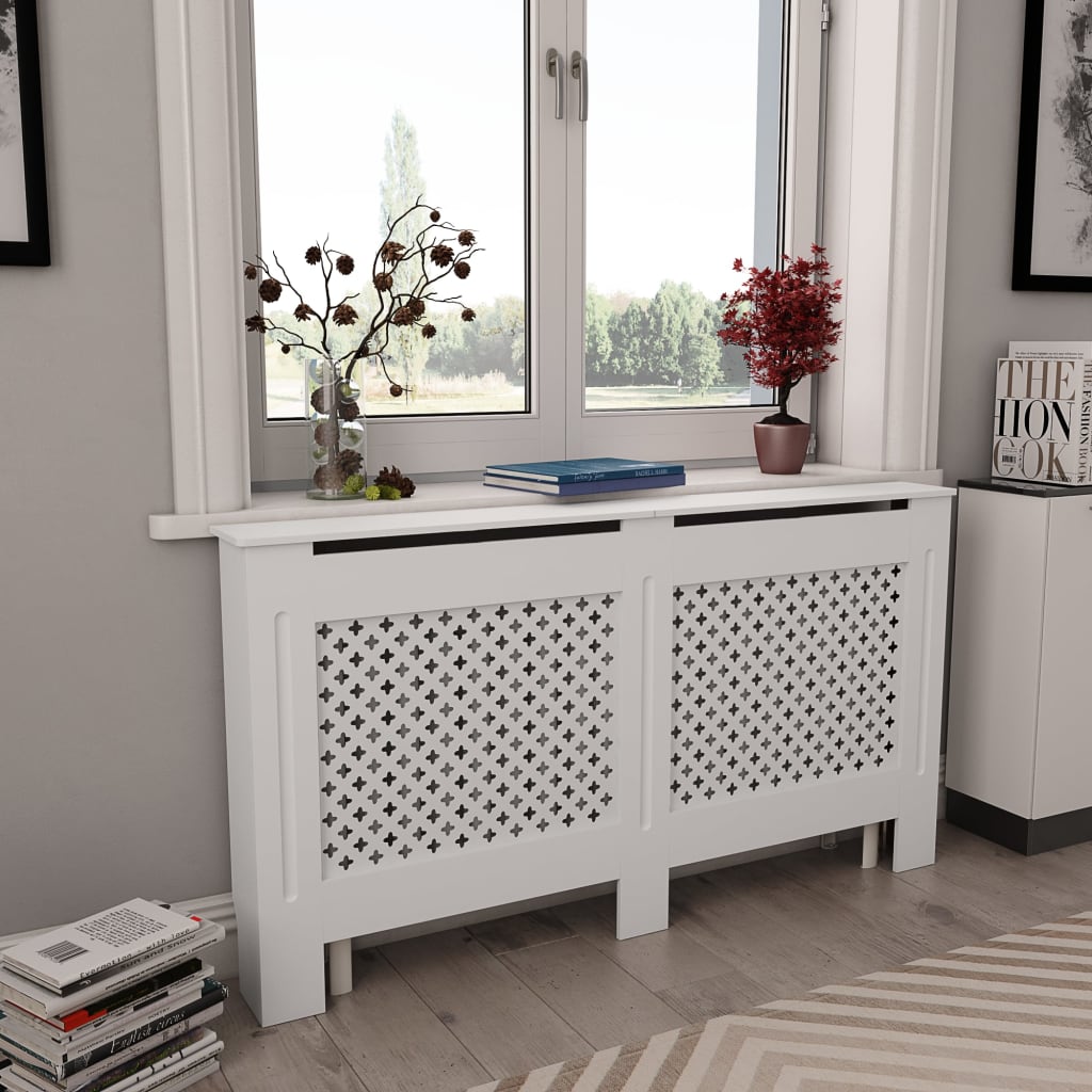 Radiator Cover White 152x19x81.5 cm MDF- Heating Radiator Accessories - HomeShopIreland - Home Shop Ireland - Heating Radiator Accessories - Radiator Cover White 152x19x81.5 cm MDF