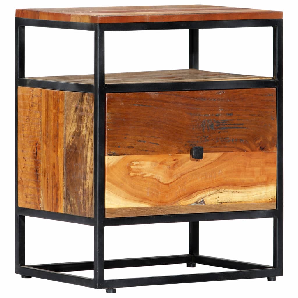 Bedside Cabinet 40x30x50 cm Solid Reclaimed Wood and Steel- Bedside Tables - HomeShopIreland - Home Shop Ireland - Bedside Tables - Bedside Cabinet 40x30x50 cm Solid Reclaimed Wood and Steel